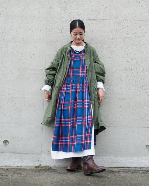 <販売開始 9月19日 金曜日 21:00 〜> INDIGO Tartan Apron Dress / Red・Blue